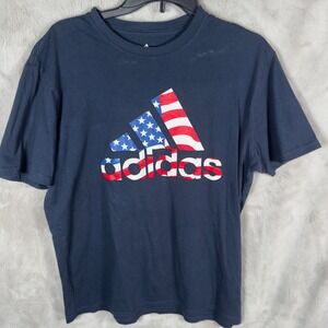 Adidas Golf T Shirt USA Flag Logo Navy‎ Blue Size Large Mens